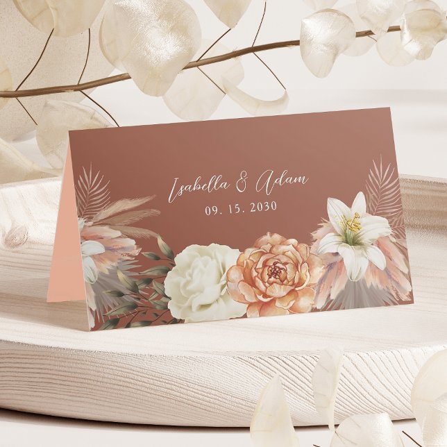 Tarjeta Rustic Boho Floral Fall Wedding Place (Subido por el creador)