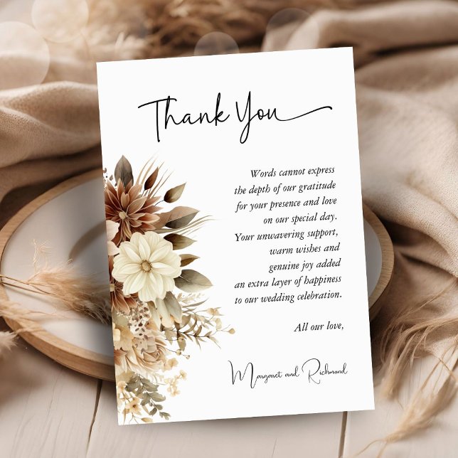 Tarjeta Rustic Boho Neutral Floral Boda (Subido por el creador)