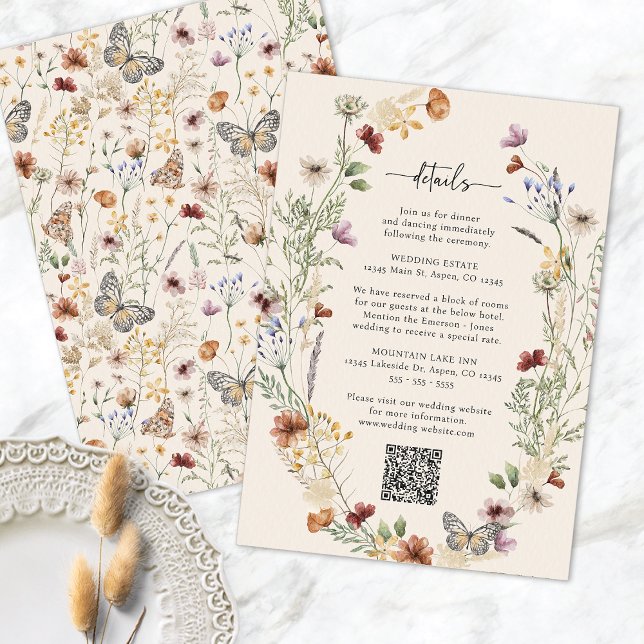 Tarjeta Rustic Boho Wildflower (Rustic Boho Wildflower Enclosure Card
)