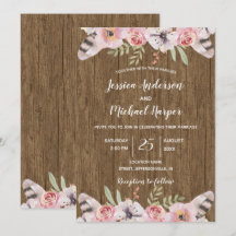 Tarjeta Rustic Boho Wood Floral Boda