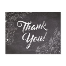 Tarjeta Rustic Chalkboard Floral Gracias