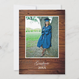 Tarjeta Rustic College Graduation Announcement with photo