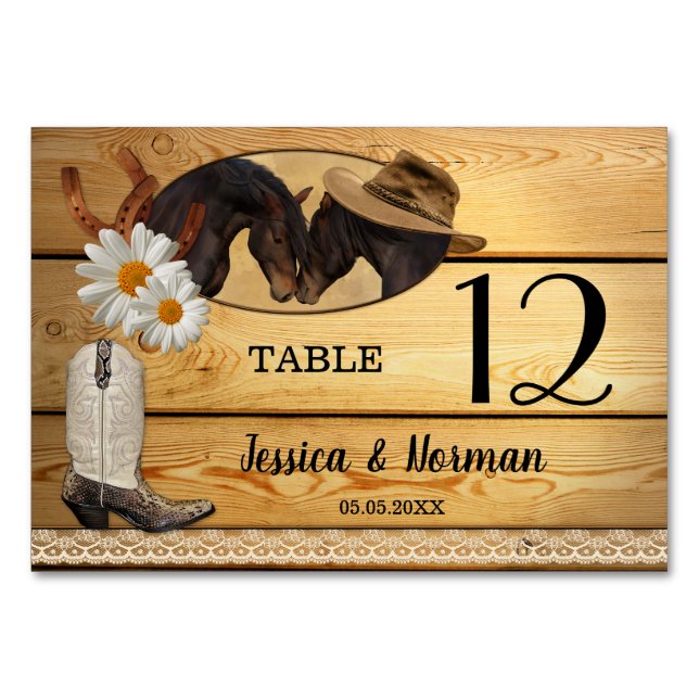 Tarjeta Rustic Country and Western Table Number (Anverso)