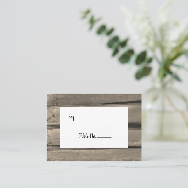 Tarjeta Rustic Country Barn Wood Boda Place (Anverso de pie)