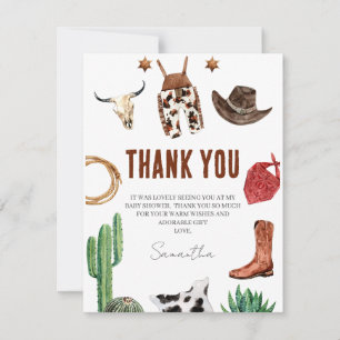 Tarjeta Rustic Cowboy Baby Shower Gracias