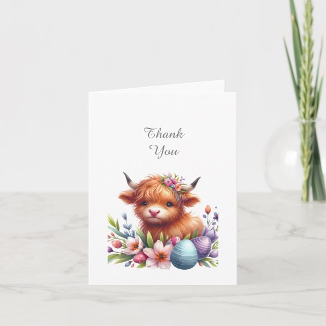 Tarjeta Rustic Cute Baby Highland Cow (Anverso)