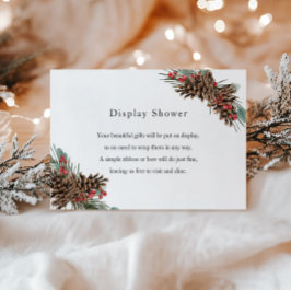 Tarjeta Rustic Display Shower | Plantas y pinecona