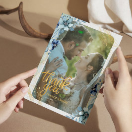 Tarjeta Rustic Dusty Blue Floral de agradecimiento