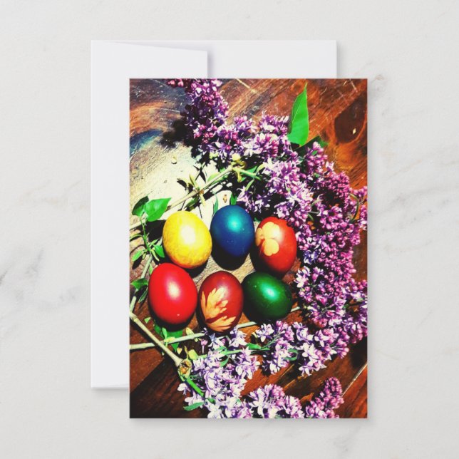Tarjeta Rustic Easter Egg and Lilac (Anverso)