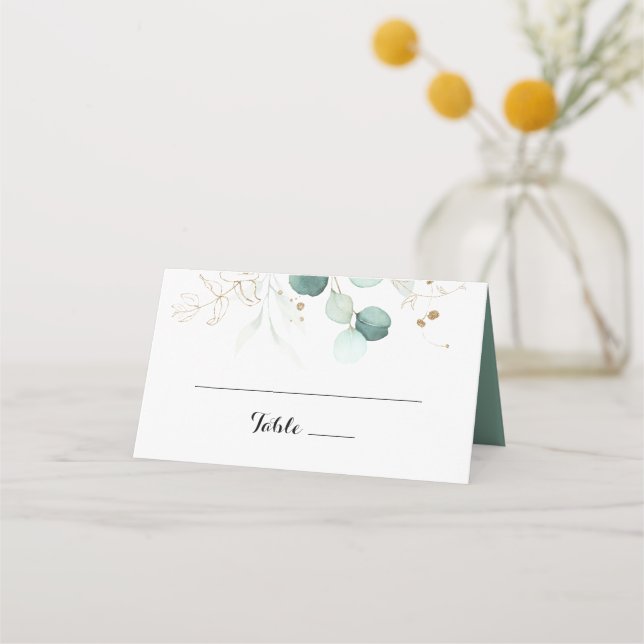 Tarjeta Rustic Eucalyptus Gold Floral Boda (Anverso)