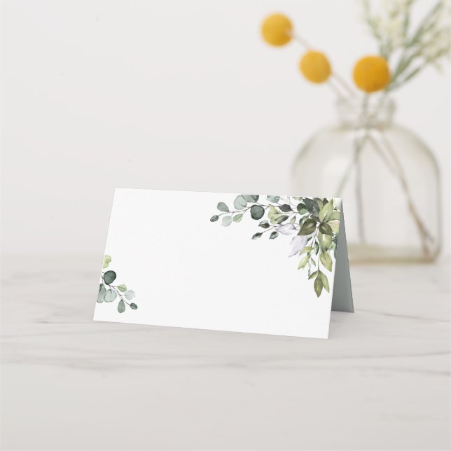 Tarjeta Rustic Eucalyptus Greenery Boda Place (Anverso)