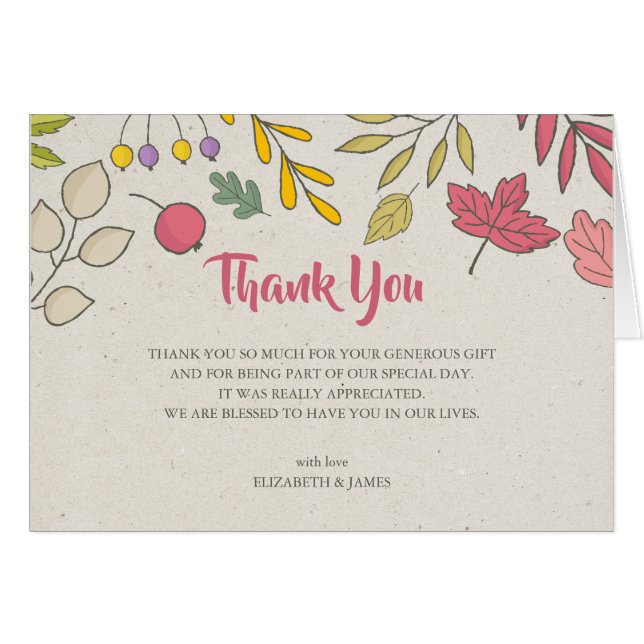 Tarjeta Rustic Fall Floral Otoño Boda (Anverso (Horizontal))