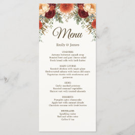 Tarjeta Rustic Fall Wedding | Rosas de Borgoña