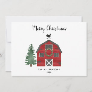 Tarjeta Rustic Farm Buffalo Plaid Photo Navidades