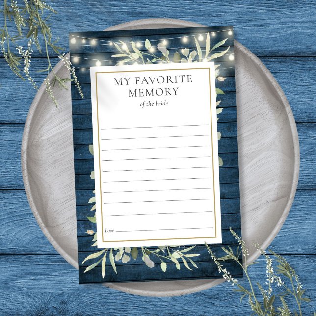 Tarjeta Rustic Favorito Memory Greenery Bridal Sho (Rustic Favorite Memory Greenery Bridal Shower Card)