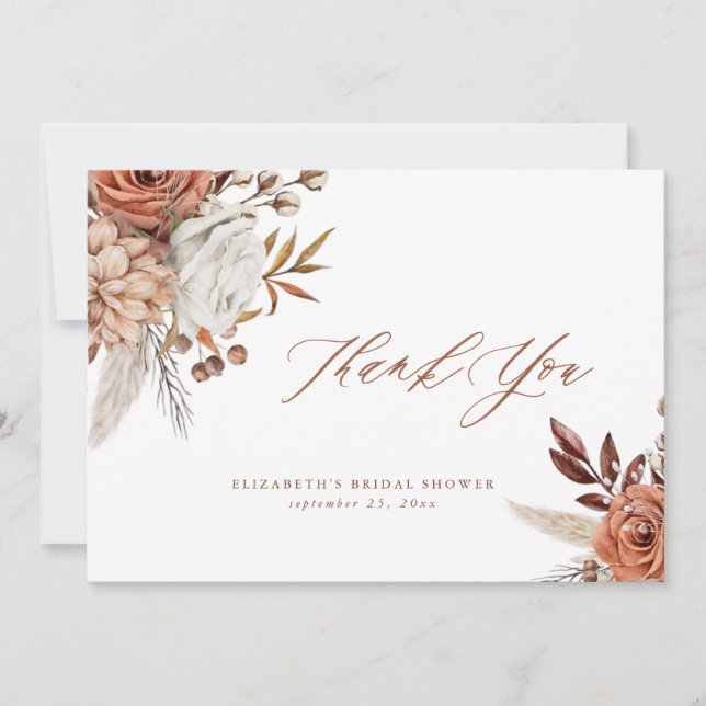 Tarjeta Rustic Floral Bride Gracias (Anverso)