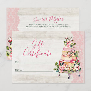 Tarjeta Rustic Floral Cake Bakery de regalo