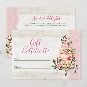 Tarjeta Rustic Floral Cake Bakery de regalo