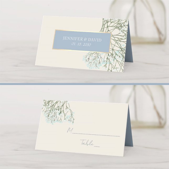 Tarjeta Rustic Floral Dusty Blue Boda Place (Subido por el creador)