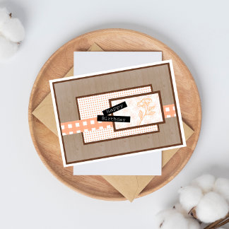 Tarjeta Rustic Floral Light Orange Birthday