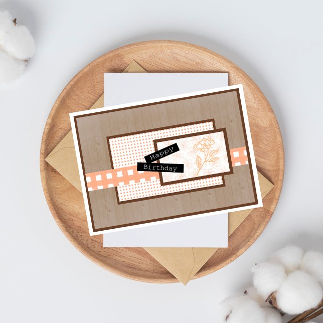 Tarjeta Rustic Floral Light Orange Birthday (Subido por el creador)