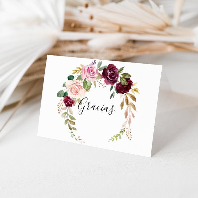 Tarjeta Rustic Floral plegada Boda Gracias (Subido por el creador)