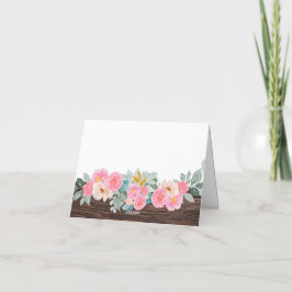 Tarjeta Rustic Floral plegada de agradecimiento