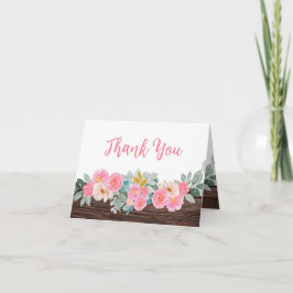 Tarjeta Rustic Floral plegada de agradecimiento