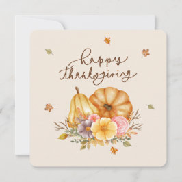 Tarjeta Rustic Floral Pumpkins Happy Thankending Card