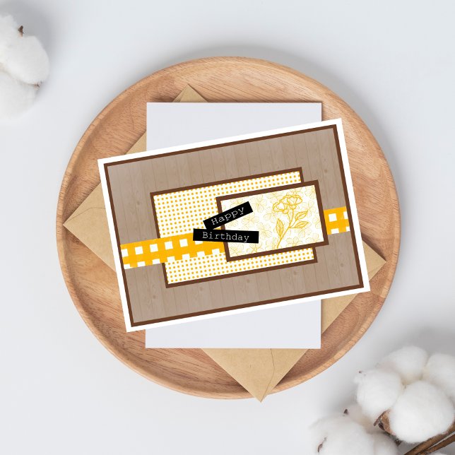 Tarjeta Rustic Floral Yellow Birthday (Subido por el creador)