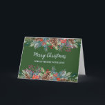 Tarjeta Rustic Foliage Friend Merry Christmas<br><div class="desc">Feliz Navidad para la tarjeta de amistad en un follaje rústico verde y acuarela del bosque.</div>