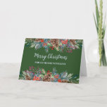 Tarjeta Rustic Foliage Friend Merry Christmas<br><div class="desc">Feliz Navidad para la tarjeta de amistad en un follaje rústico verde y acuarela del bosque.</div>