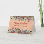 Tarjeta Rustic Foliage Friend Merry Christmas<br><div class="desc">Feliz Navidad para la tarjeta de amistad con un patrón rústico de papel vintage y follaje acuático en el bosque.</div>