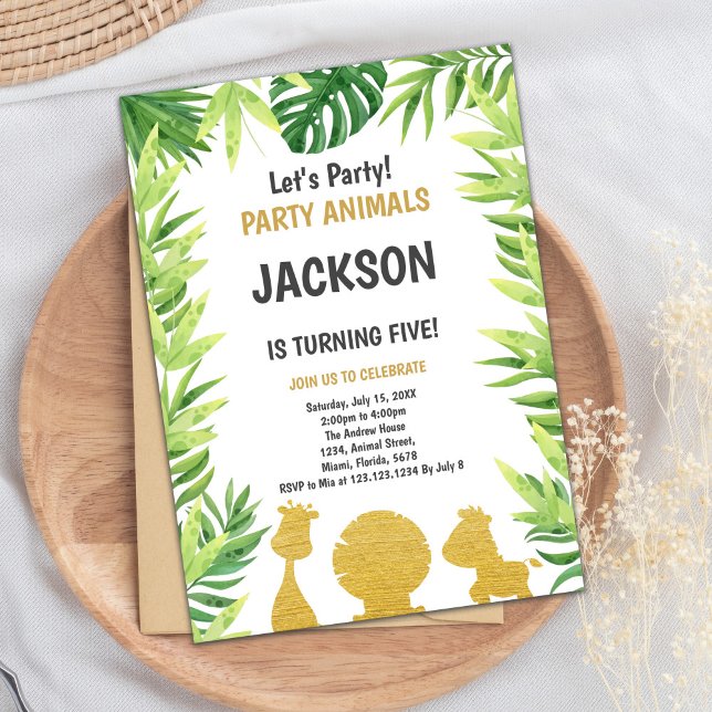 Tarjeta Rustic Forest Fiesta (Glitter Woodland Animals Invitations)