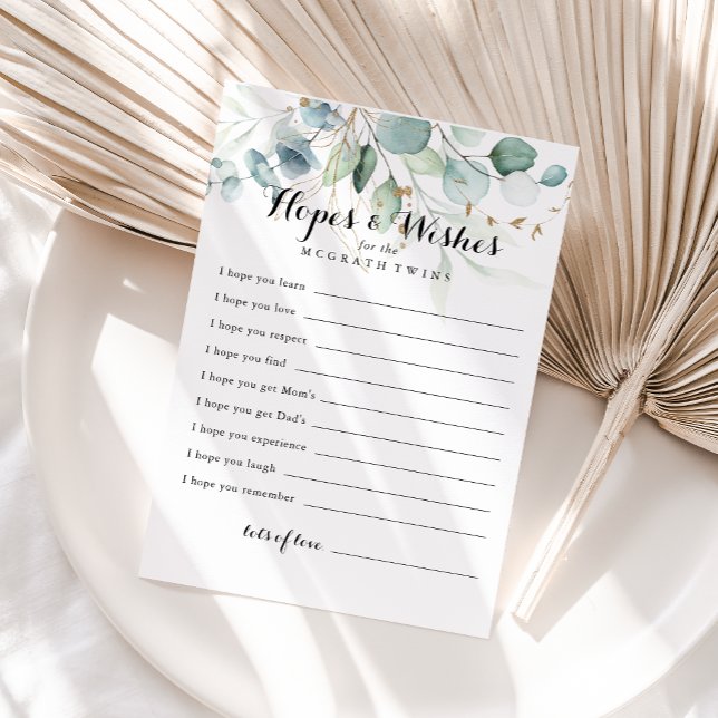 Tarjeta Rustic Gold Floral Baby Shower Hopes & Wie (Subido por el creador)