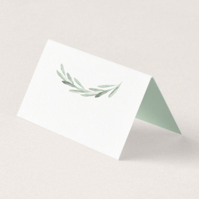 Tarjeta Rustic Green Olive Wreath Table Place (Reverso)