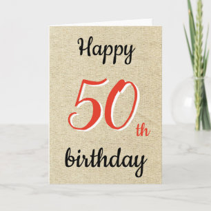 Tarjeta Rustic Happy Birthday Script 50th Birthday Card