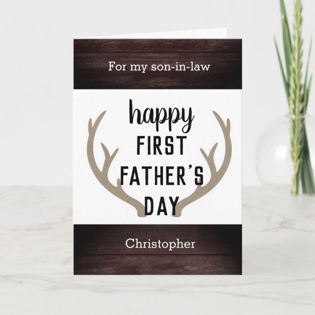 Tarjeta Rustic Happy First Father's Day Son-in-Law (Anverso)