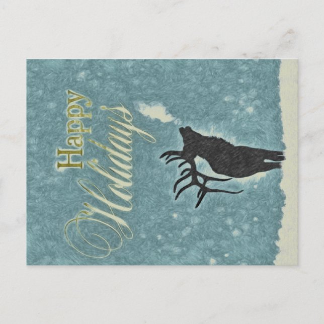 Tarjeta Rustic Happy Holidays Reindes Navidades (Anverso)