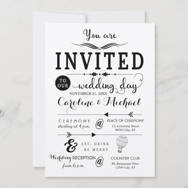 Tarjeta Rustic Hipster Wedding Invitation (Anverso)