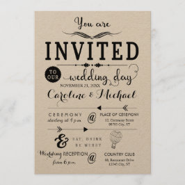 Tarjeta Rustic Hipster Wedding Invitation