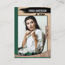 Tarjeta Rustic Karate Green Belt Wood Trading Card