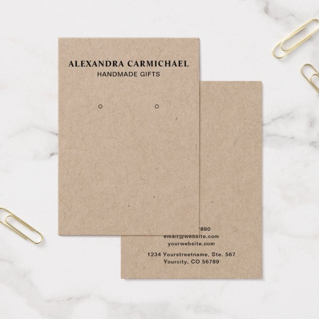 Tarjeta Rustic Kraft Artisan Earring JewelDisplay (Oficina)