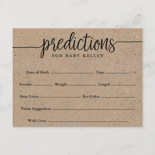 Tarjeta Rustic Kraft Baby Predictions