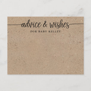 Tarjeta Rustic Kraft Baby Shower Consejos y deseos