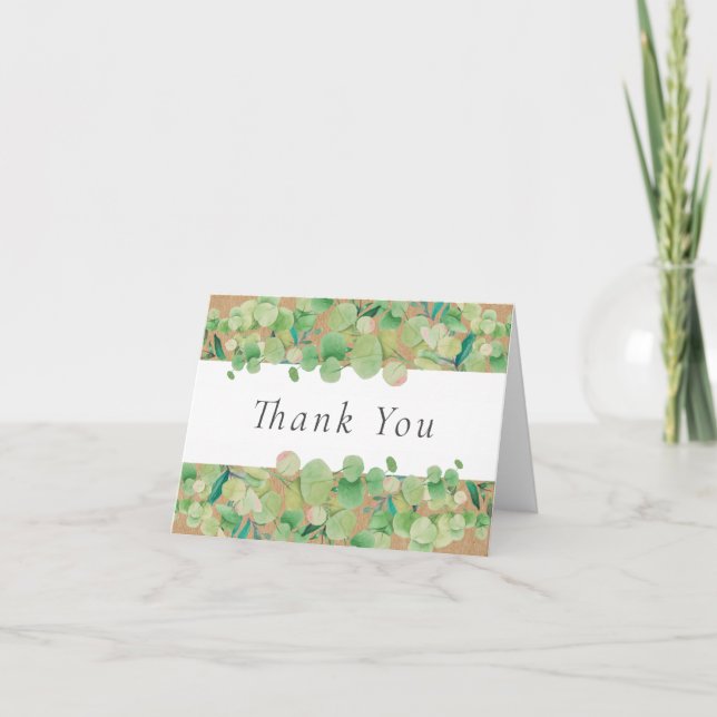 Tarjeta Rustic Kraft Eucalyptus Floral Gracias (Anverso)