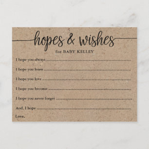Tarjeta Rustic Kraft Script Baby Hopes & Wiers