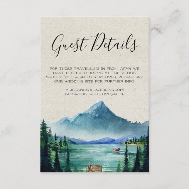 Tarjeta Rustic Lakeside Boda (Anverso)