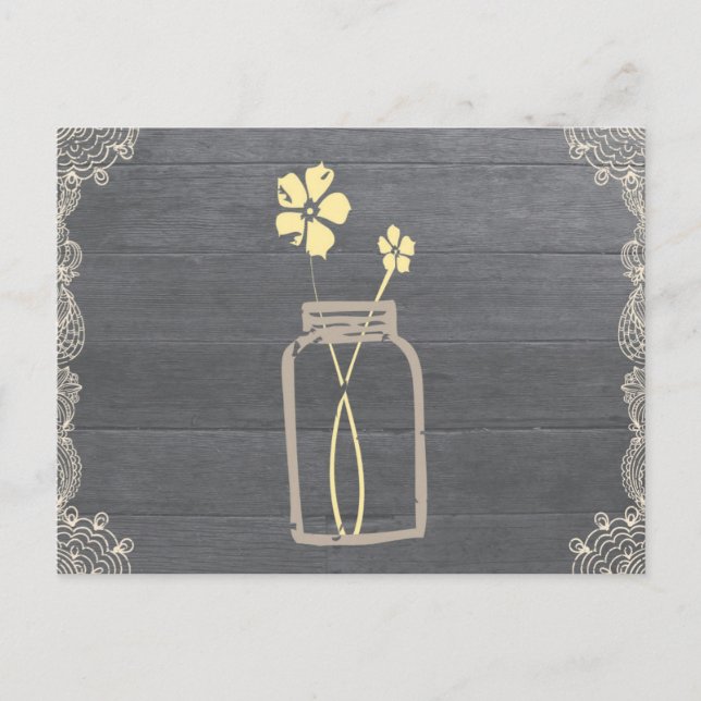 Tarjeta Rustic Mason Jar Recipe Shower (Anverso)