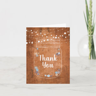 Tarjeta Rustic Mason Jar String Lights Gracias